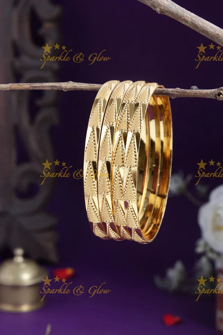 Gold alike Daily wear set of four bangles - Sparkle and Glow