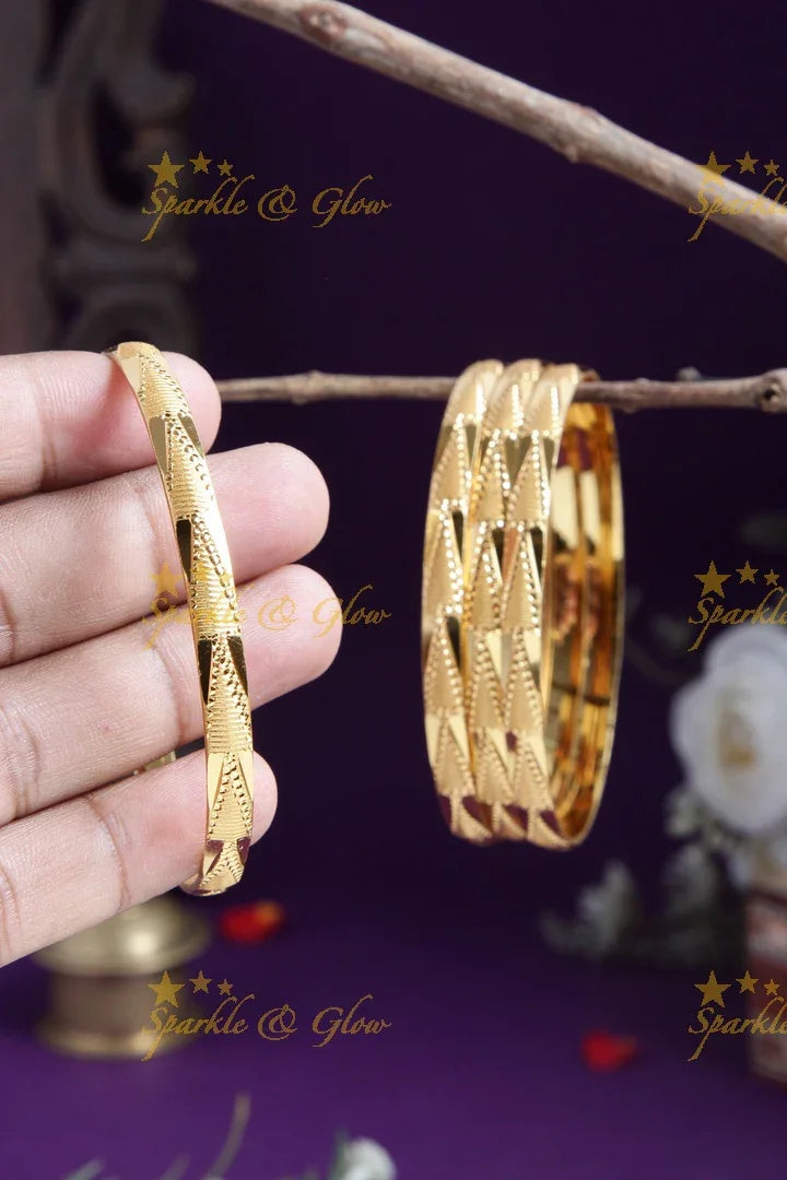 Gold alike Daily wear set of four bangles - Sparkle and Glow