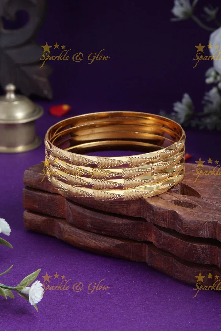 Gold alike Daily wear set of four bangles - Sparkle and Glow