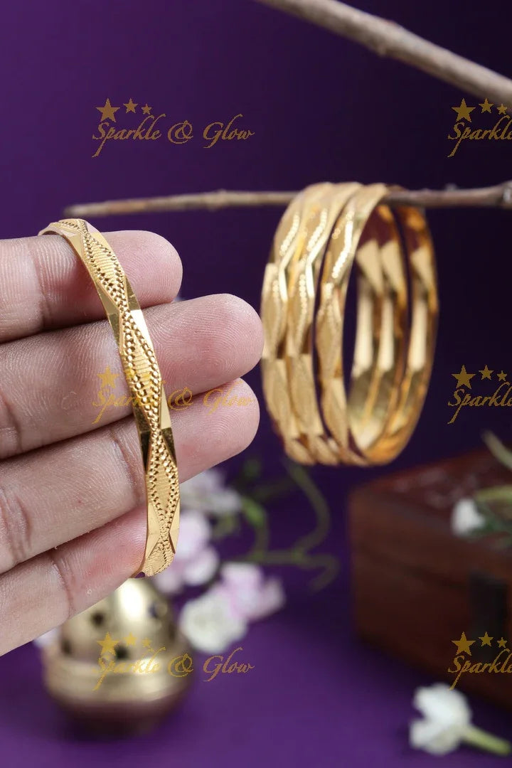 Gold alike Daily wear set of four bangles - 2.6 - Sparkle and Glow