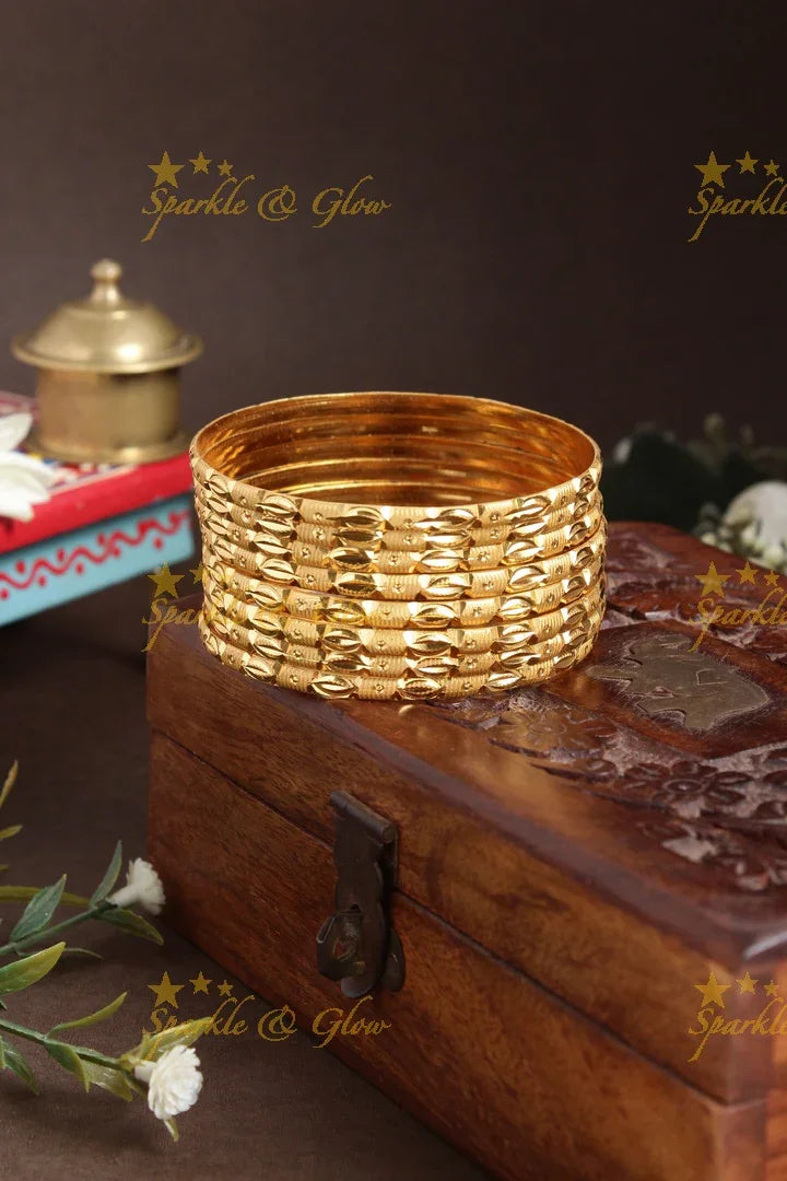 Gold alike Daily wear set of four bangles - 2.6 - Sparkle and Glow
