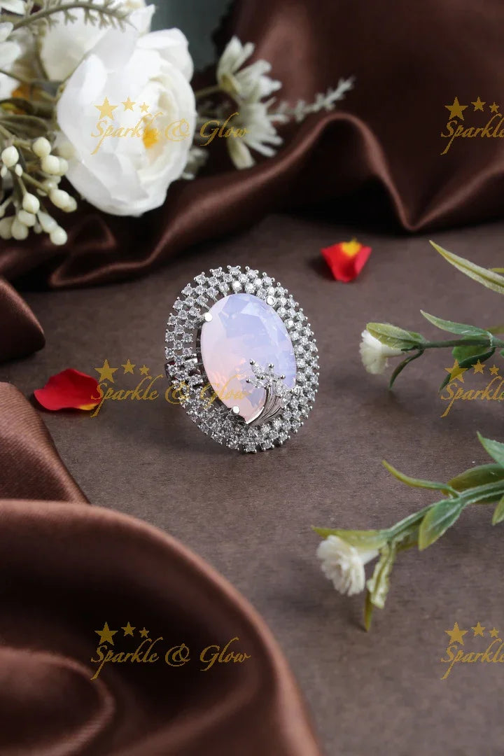 Statement silver finish ad finger ring - Sparkle and Glow
