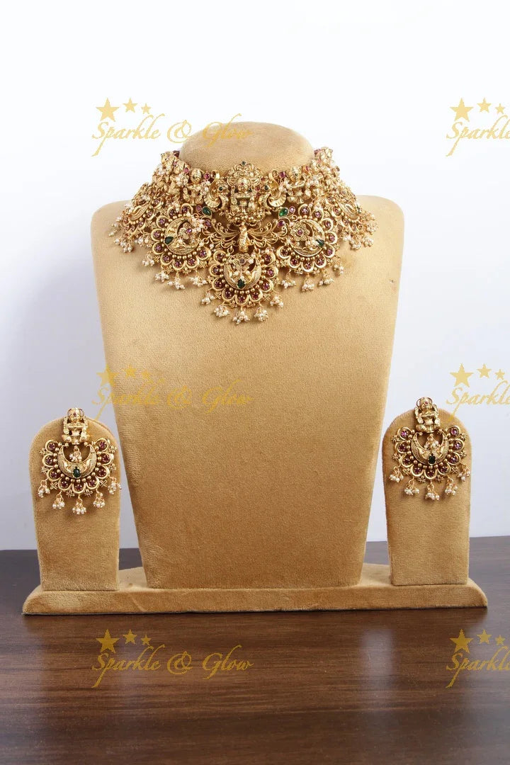 Statement Bridal gold alike temple Choker - Sparkle and Glow