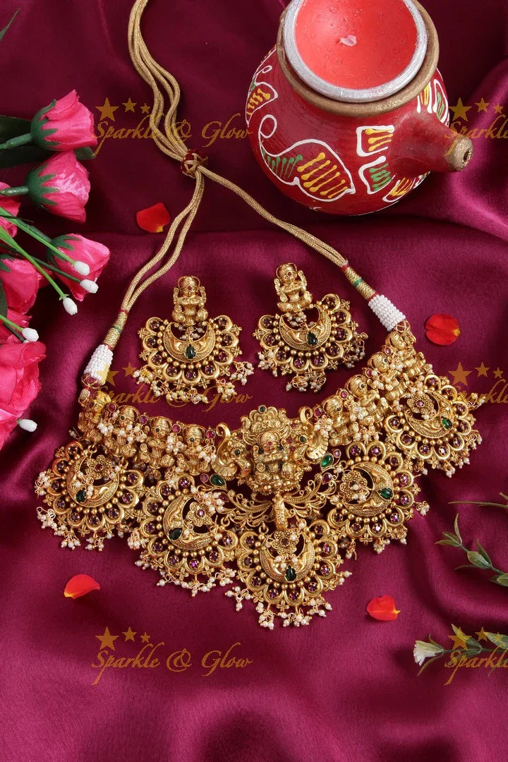 Statement Bridal gold alike temple Choker - Sparkle and Glow