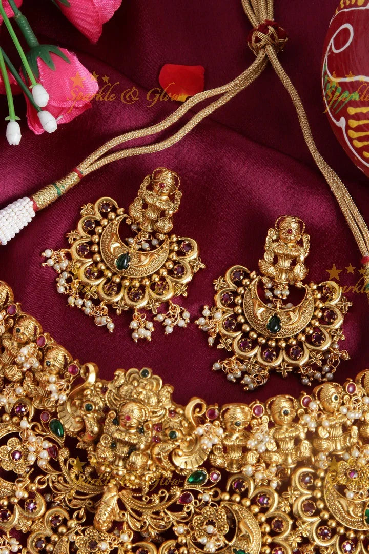 Statement Bridal gold alike temple Choker - Sparkle and Glow