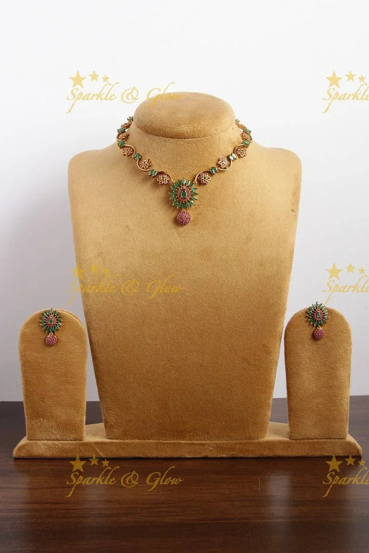 Budgetted Premium matte floral ad necklace - White - Sparkle and Glow