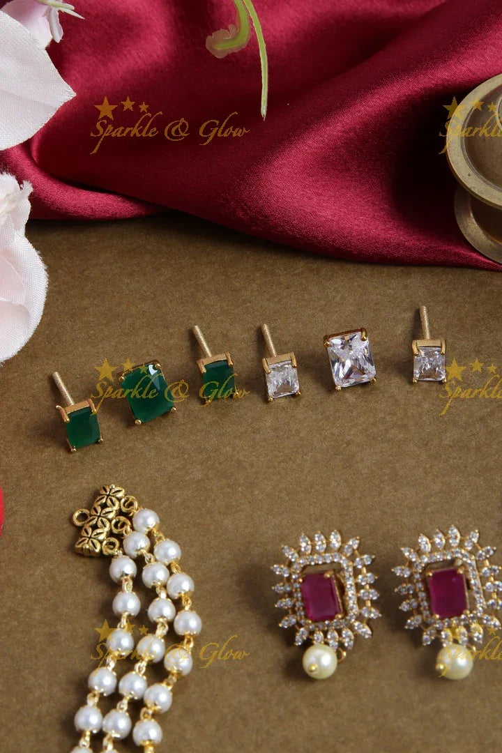 Premium matte floral ad pearl changeable stone choker - Sparkle and Glow