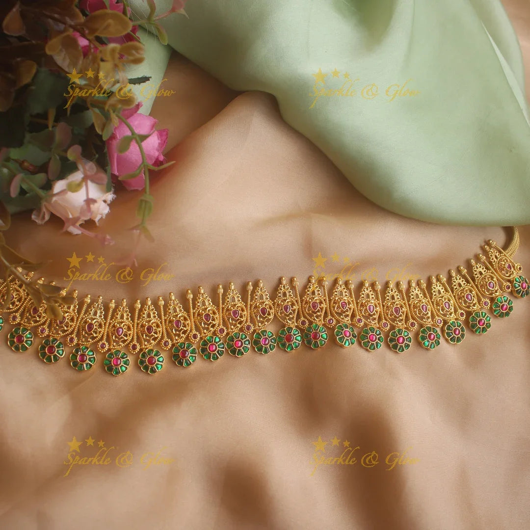 Jadau green floral kids hipchain - Sparkle and Glow