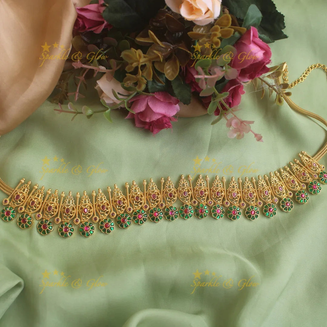 Jadau green floral kids hipchain - Sparkle and Glow