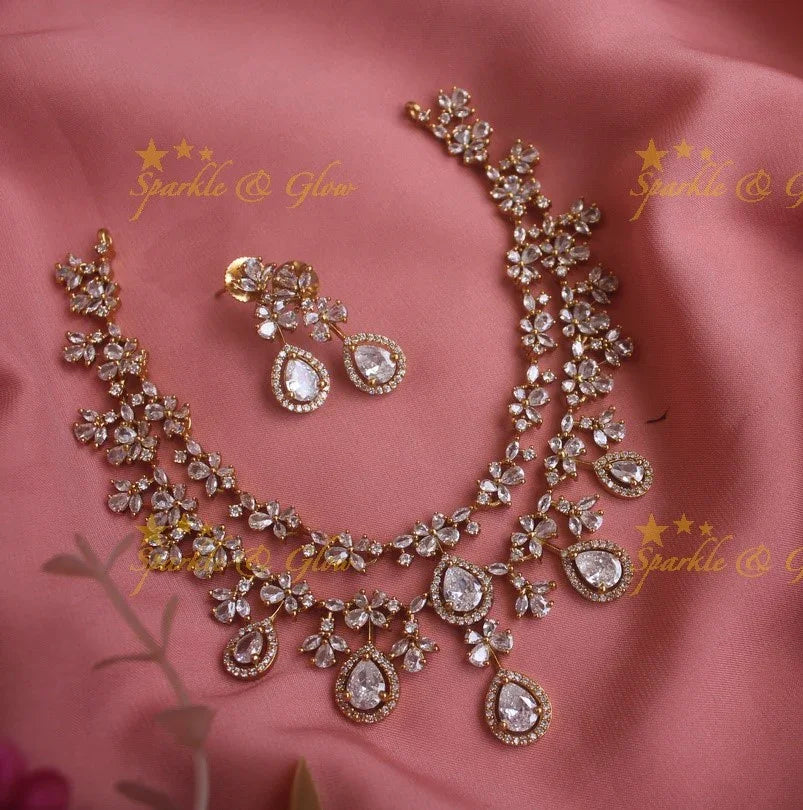 Statement Ad necklace with water drop design - Sparkle and Glow