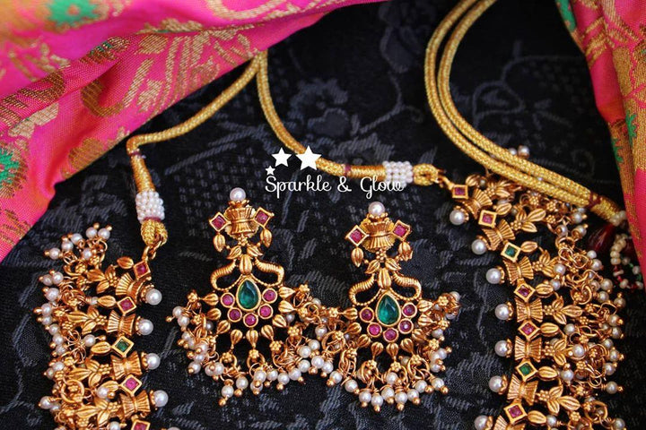 Matte gold polished gutta pusalu haram - Multi - Sparkle and Glow