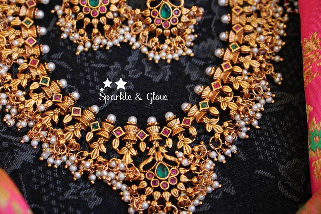 Matte gold polished gutta pusalu haram - Multi - Sparkle and Glow