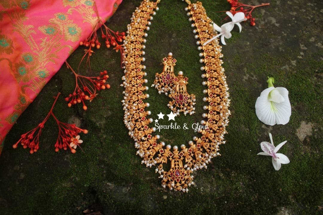 Matte gold polished gutta pusalu haram - Multi - Sparkle and Glow