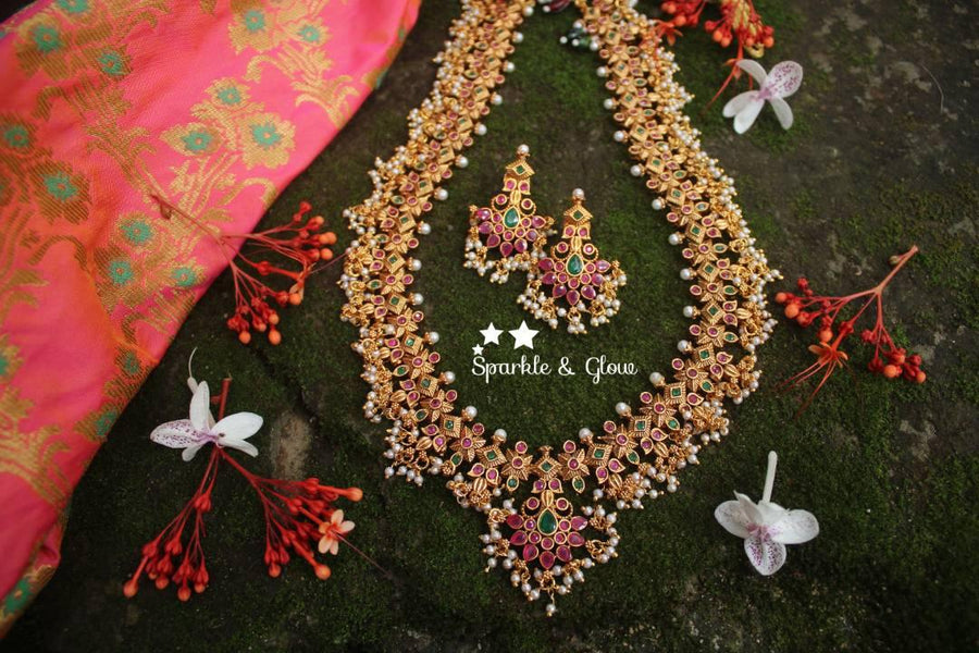 Matte gold polished gutta pusalu haram - Sparkle and Glow