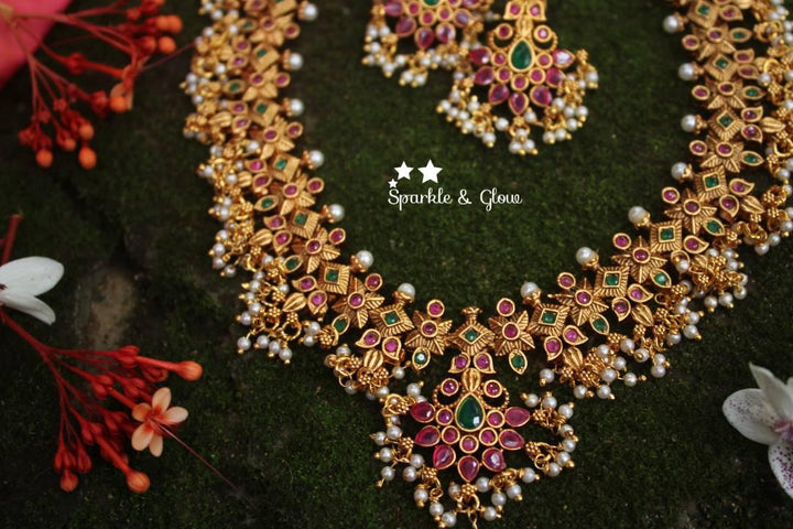 Matte gold polished gutta pusalu haram - Sparkle and Glow