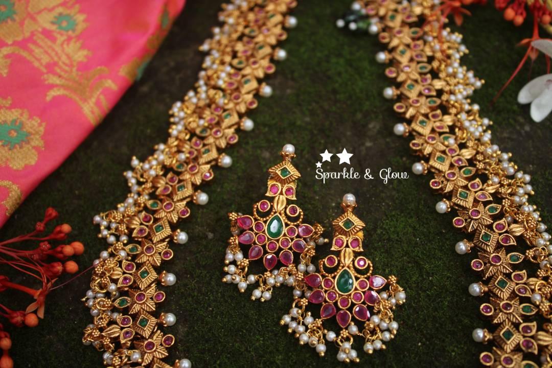 Matte gold polished gutta pusalu haram - Sparkle and Glow