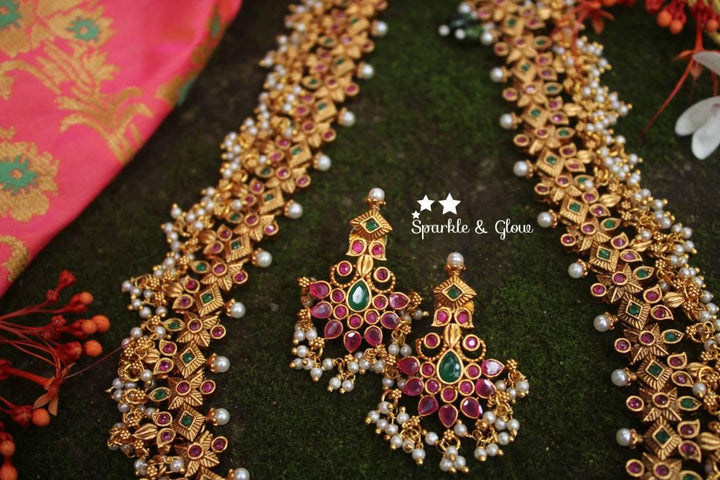 Matte gold polished gutta pusalu haram - Sparkle and Glow