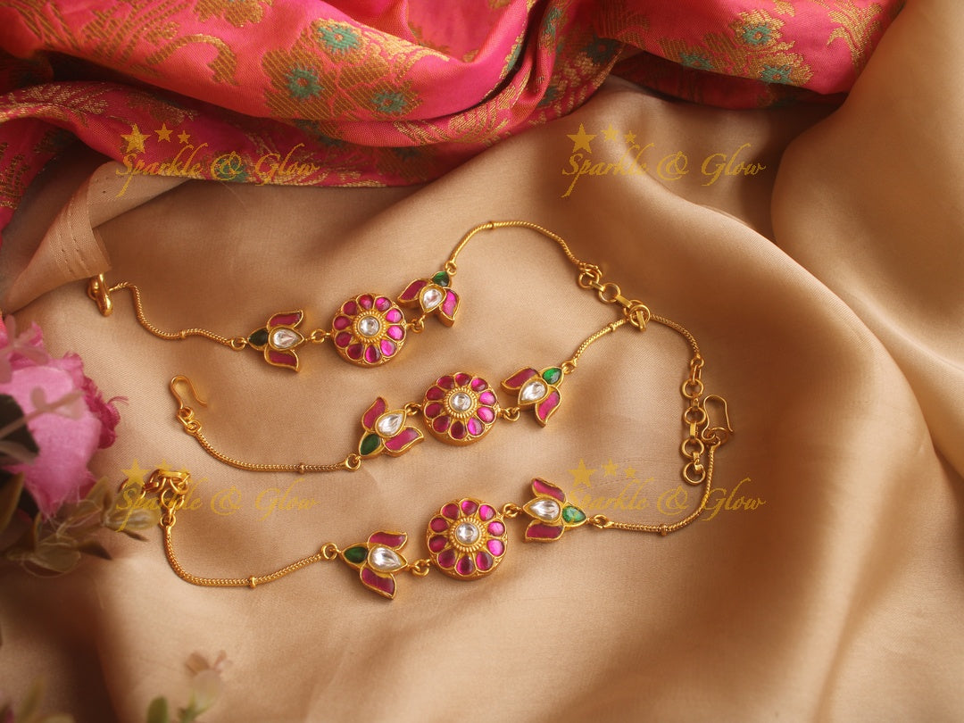 Elegent floral multi colour jadau bracelet