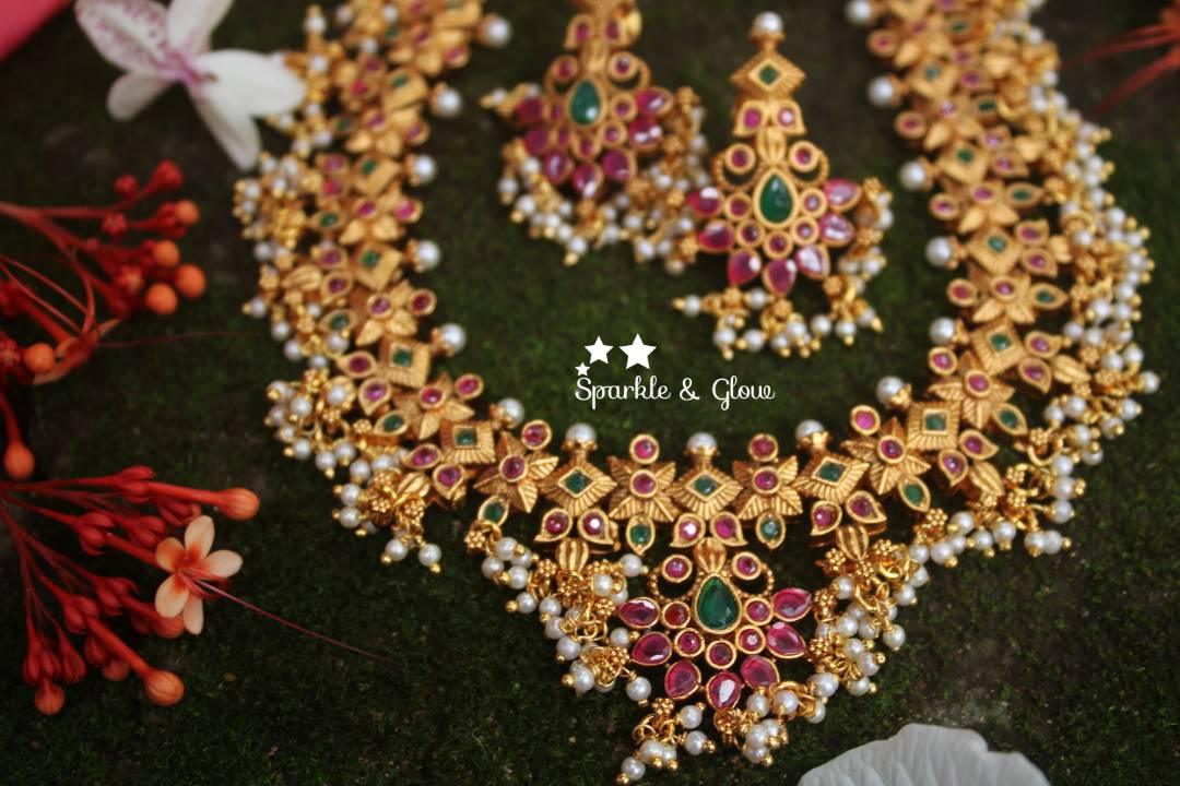 Matte gold polished gutta pusalu necklace - Sparkle and Glow