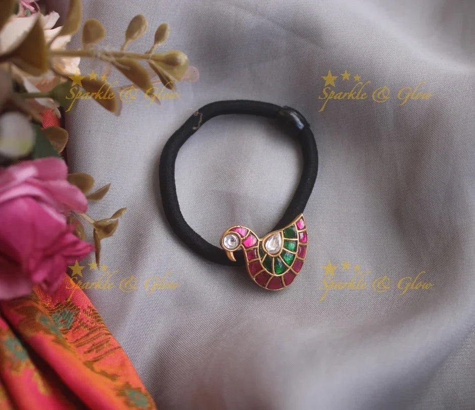 Bird multi colour jadau hair band - Sparkle and Glow