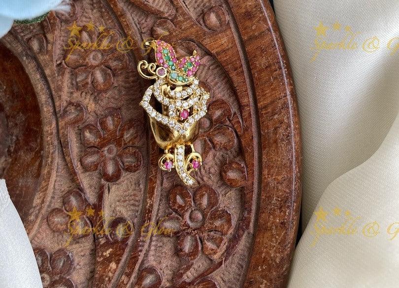 AD kemp floral saree pin or brooch - Sparkle and Glow