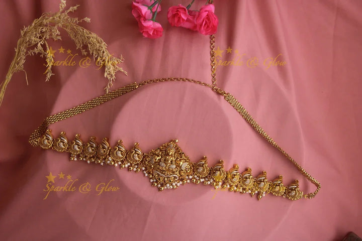 Stunning gold alike Lakshmi peacock hipchain - Sparkle and Glow