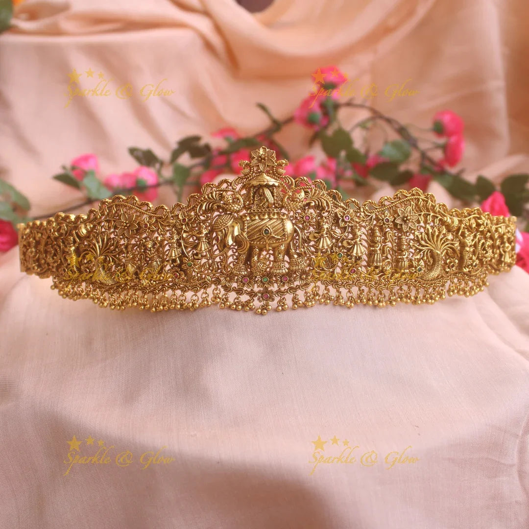 Intricate Bridal procession gold alike hipbelt with kemp stones and gold beads - Sparkle and Glow