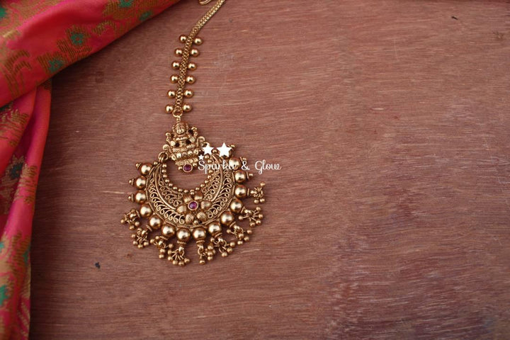 Gold alike polished chandbali style maang tikka - Sparkle and Glow