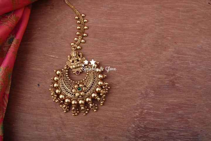 Gold alike polished chandbali style maang tikka - Sparkle and Glow