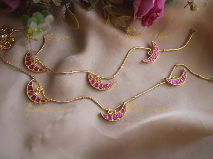 Elegant half moon jadau anklet - Sparkle and Glow