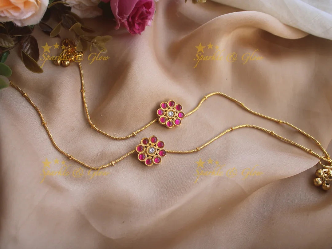 Beautiful floral jadau anklet - Sparkle and Glow