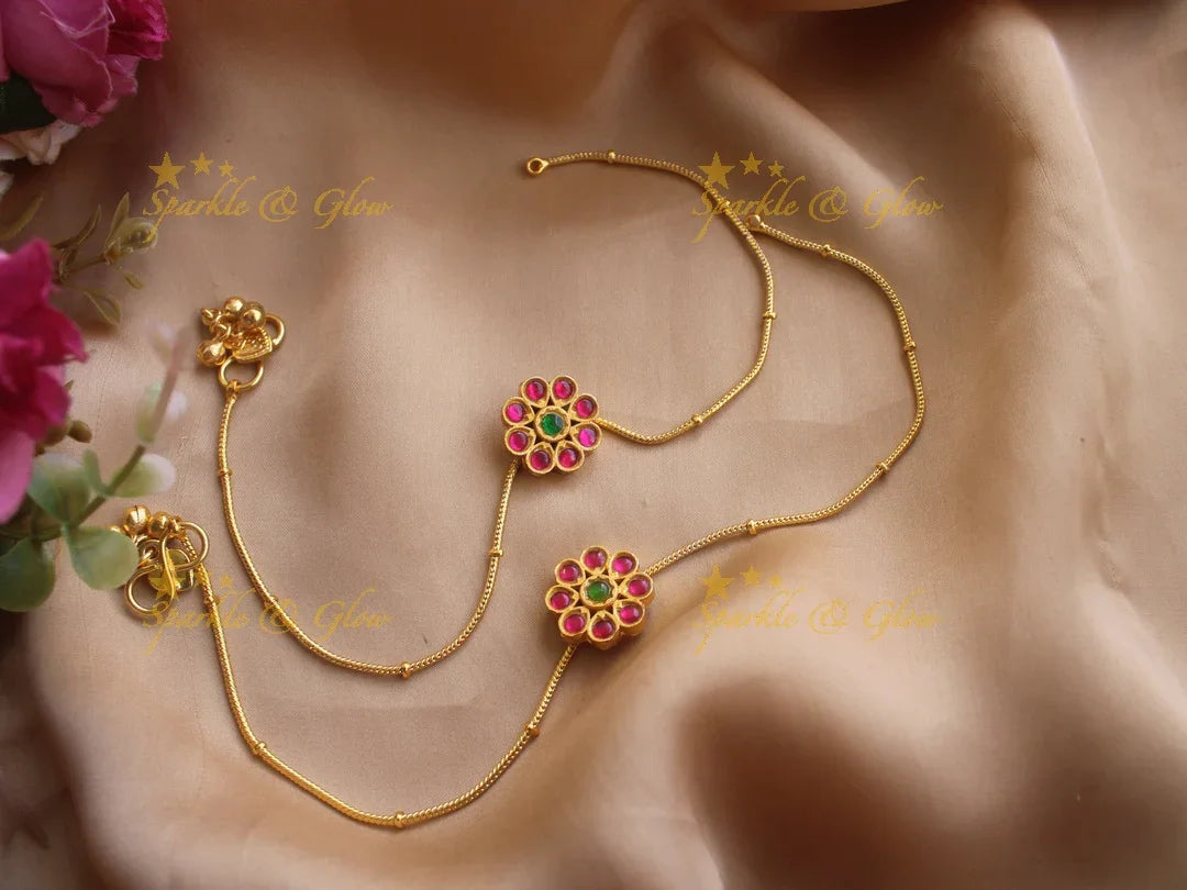 Beautiful floral jadau anklet - Sparkle and Glow