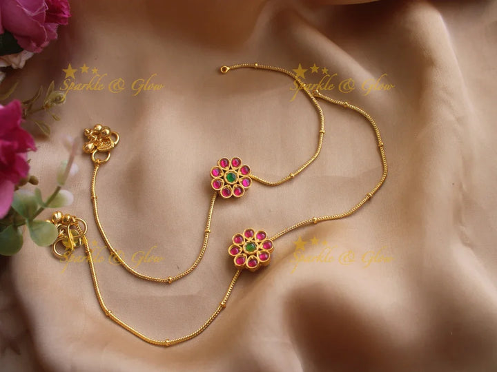 Beautiful floral jadau anklet - Sparkle and Glow
