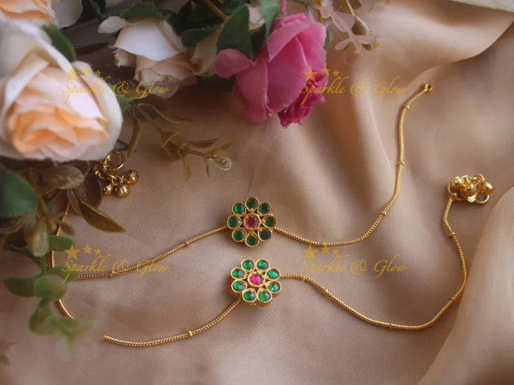 Beautiful floral jadau anklet - Sparkle and Glow
