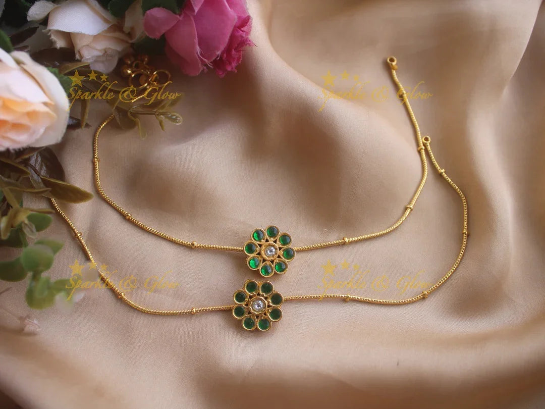 Beautiful floral jadau anklet - Sparkle and Glow