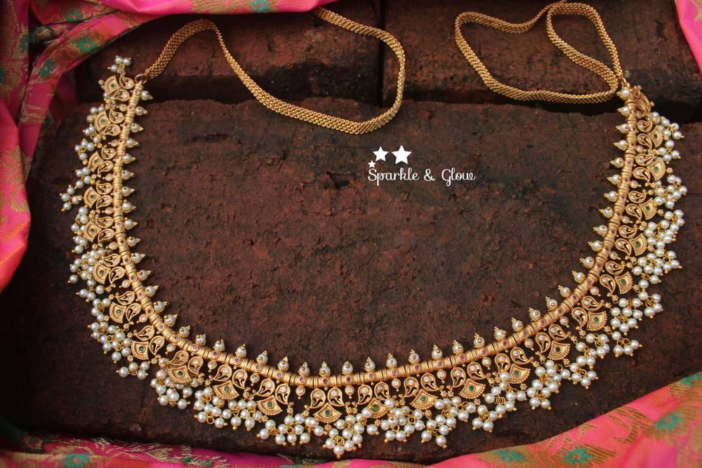 Premium quality matte gutta pusalu style hip chain - Sparkle and Glow