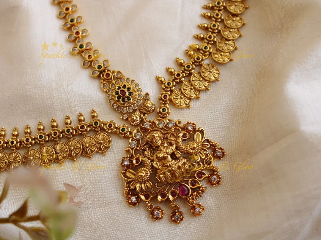 Grand Bridal three sided Lakshmi coin maang tikka with multi colour stones - Sparkle and Glow