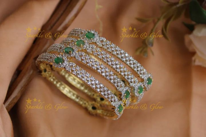 Sparkling american diamond bangle set of 4 - Sparkle and Glow