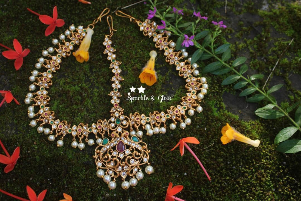 Bridal three sided CZ stone premium quality maang thika - Sparkle and Glow