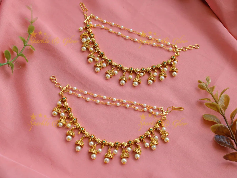 premium matte jhumuka drop earchain - Sparkle and Glow