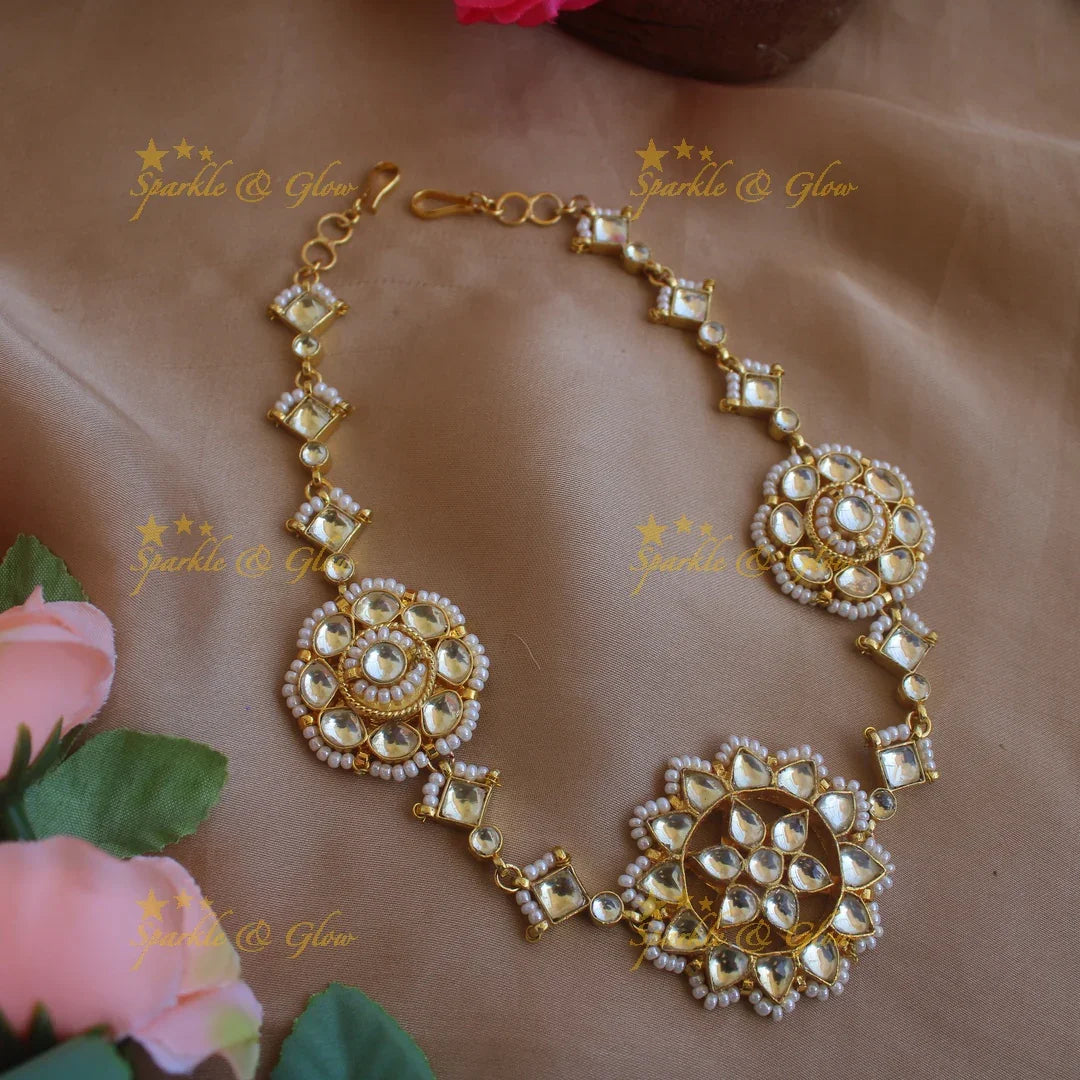 Jadau Kundan White Floral Sheeshphool Headpiece