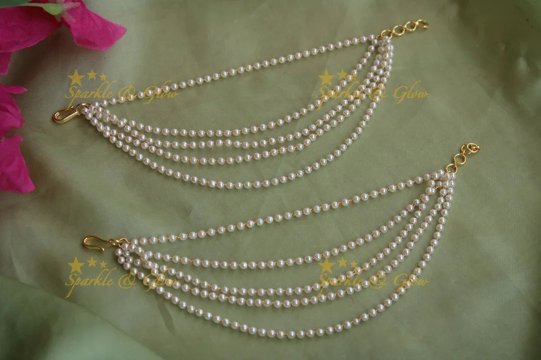 Simple Pearl earchain - Sparkle and Glow