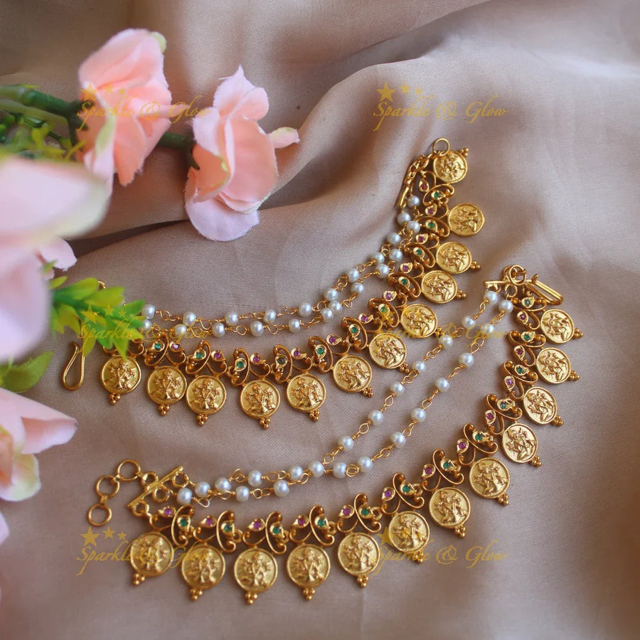 Beautiful Premium matte Lakshmi Coin Earchain - Sparkle and Glow