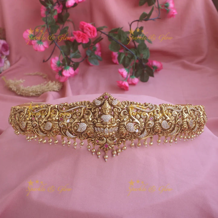 Traditional Goddess Lakshmi Gold alike Carved Hipbelt