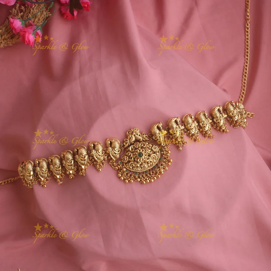 Elegant peacock gold alike hipchain - Sparkle and Glow