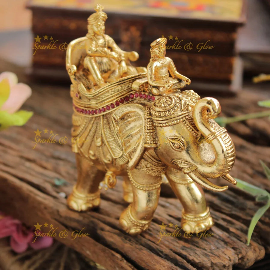 Gold alike Elephant Kumkum box - Sparkle and Glow