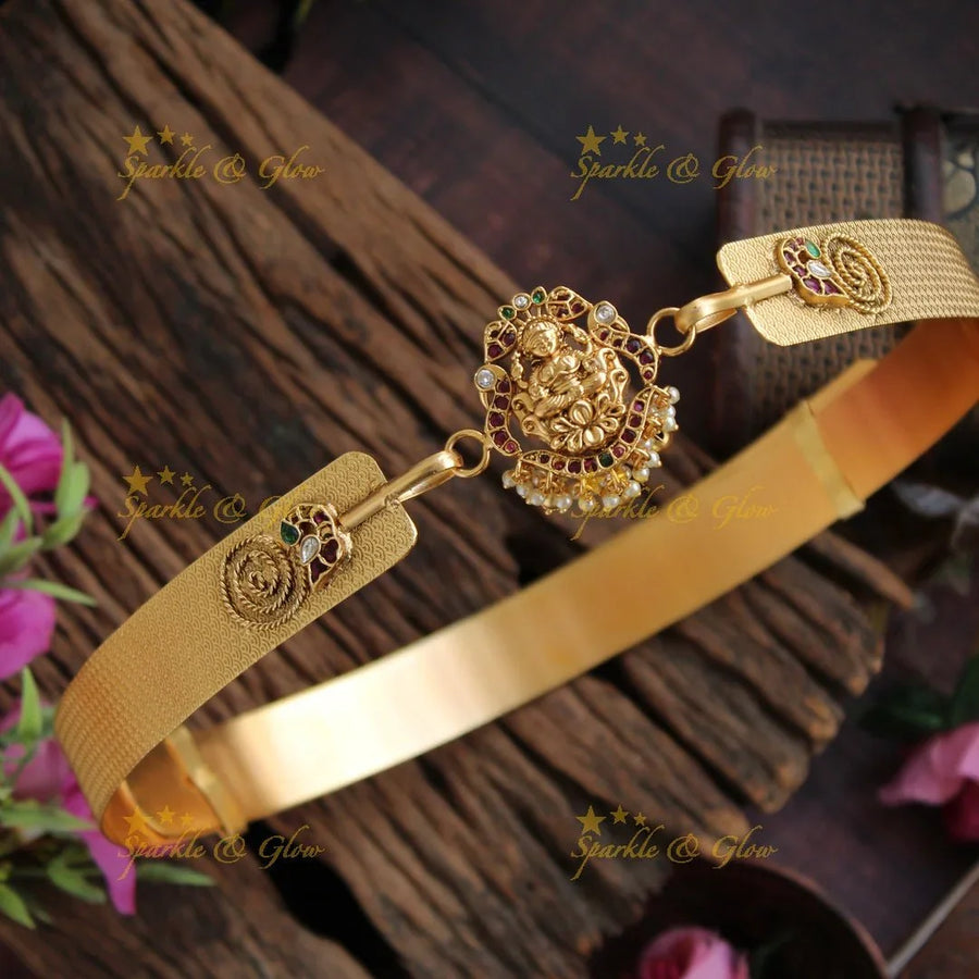 Gold alike Lakshmi pendent type plain hipbelt - Gold Beads - Sparkle and Glow