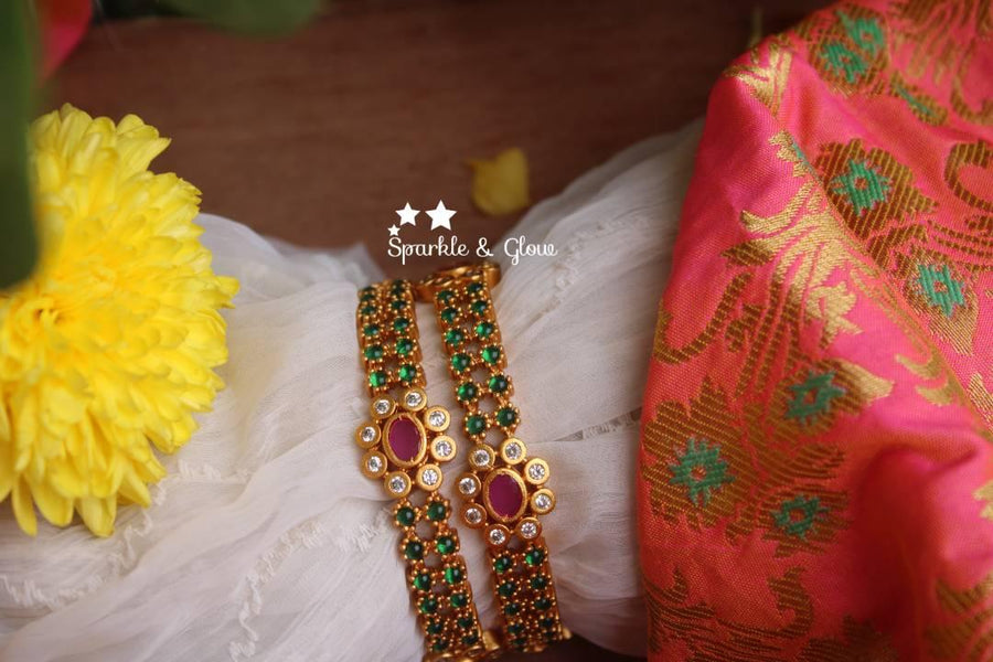 Kemp floral stones bangles - Sparkle and Glow