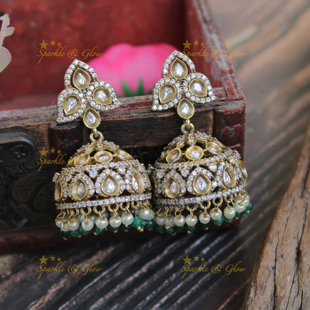 Stunning leaf design victorian Jhumkas