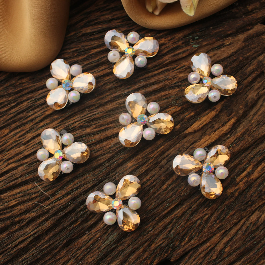 Golden Crystal Butterfly Hair Embellishments – Set of 7 Decorative makeup hair accessories - Sparkle and Glow